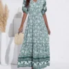 WD418 Elegant Long Floral Viscose Maxi Boho Dress