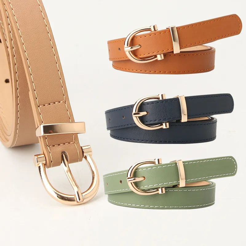 FA853 PU Leather Simple Metal Buckle Belt