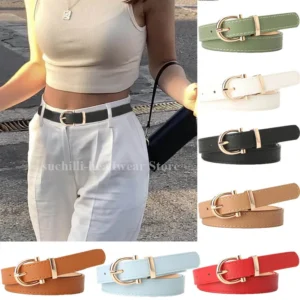 FA853 PU Leather Simple Metal Buckle Belt