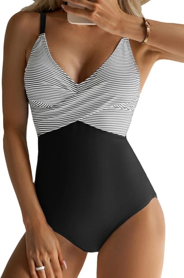 WBW302 - Tummy Control Front Cross Bathing One Piece Swimsuits