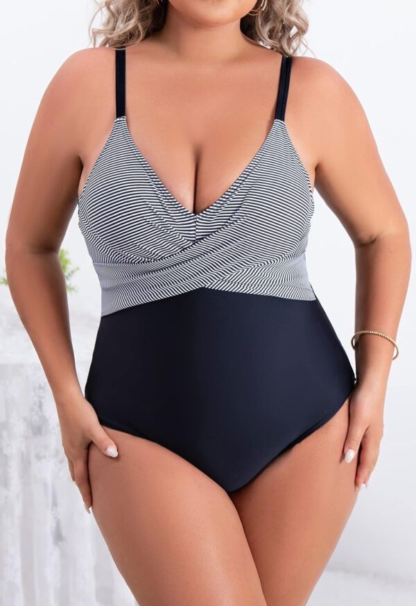 WBW302 - Tummy Control Front Cross Bathing One Piece Swimsuits - Image 3