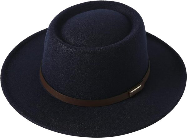 FA848 - Vintage Wide Brim Warm Wool Fedora Hat - Image 11