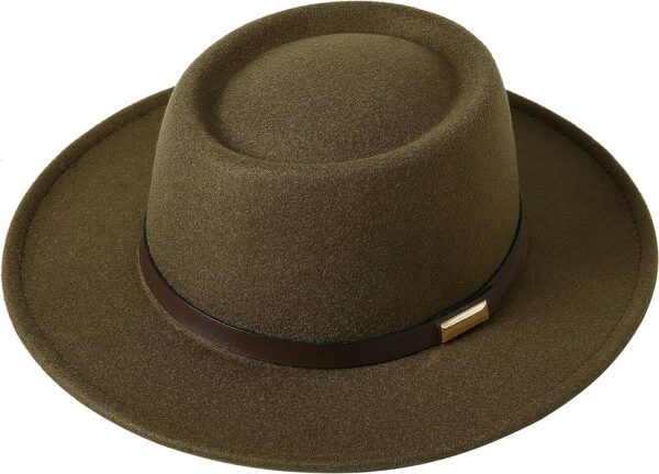 FA848 - Vintage Wide Brim Warm Wool Fedora Hat - Image 5
