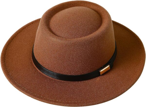 FA848 - Vintage Wide Brim Warm Wool Fedora Hat - Image 2