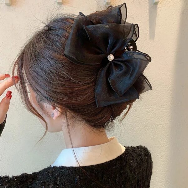 FA833 Women's Retro Black Bow Grip Clip - Image 7
