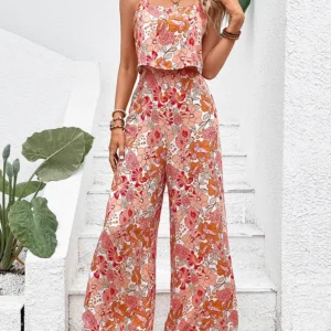 WD459 Elegant Backless Sleeveless Wide Leg Jumpsuits