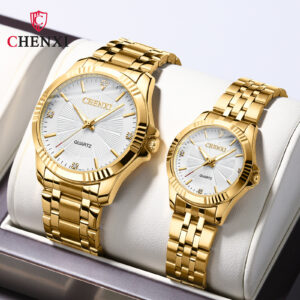 Diamond gold business couple watch