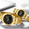 Diamond gold business couple watch