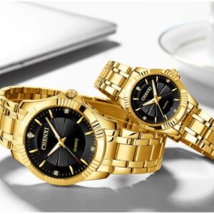 Diamond gold business couple watch