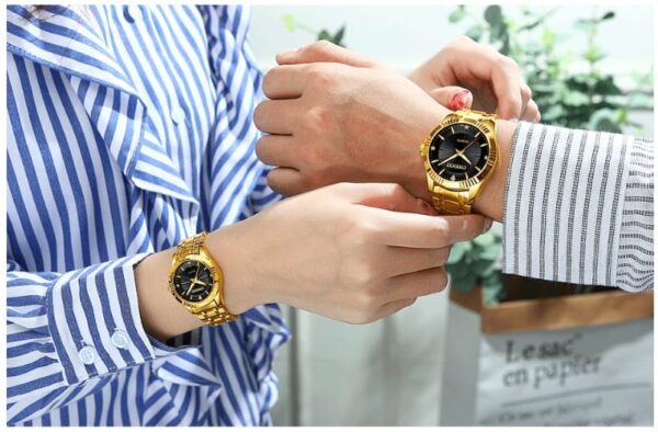 Diamond gold business couple watch