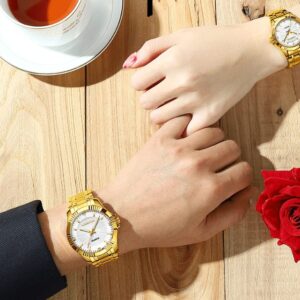 Diamond gold business couple watch