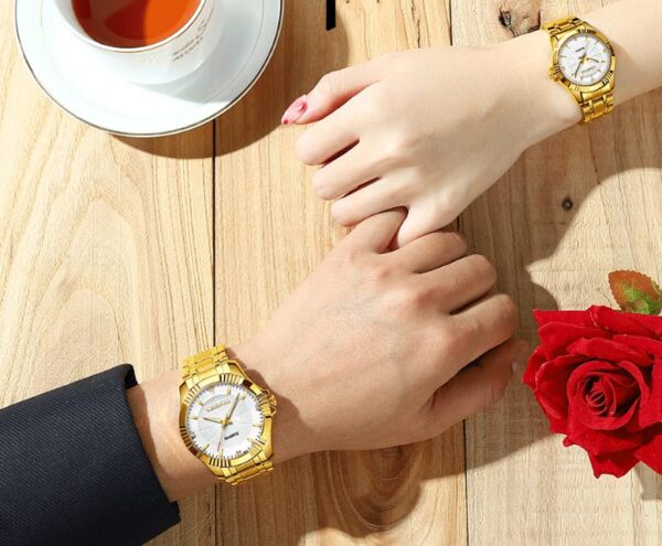 Diamond gold business couple watch