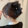 Women-s-Retro-Black-Bow-Grip-Clip-Ponytail-Braid-Elegant-Hair-Clip-Mesh-Hair-Claw-Clip-