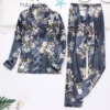 WD463 Long Sleeve Silk Satin Sleepwear Pajamas Set