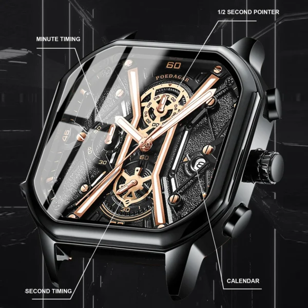 MW747 - POEDAGAR Fashion Men Luxury Wristwatches Chronograph Luminous - Image 6