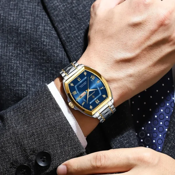 MW745 - POEDAGAR Luxury Man Clock Tonneau Dial Quartz Men Watch - Image 5