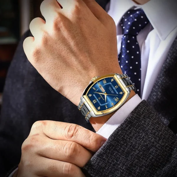 MW745 - POEDAGAR Luxury Man Clock Tonneau Dial Quartz Men Watch - Image 6
