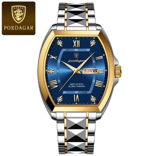 MW745 - POEDAGAR Luxury Man Clock Tonneau Dial Quartz Men Watch - Image 2