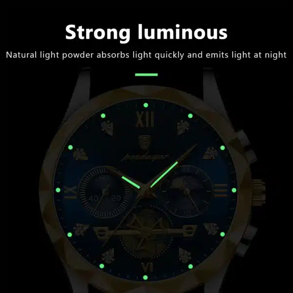 MW740 - POEDAGAR Luxury Man Wristwatch Waterproof Luminous Chronograph Watch for Men - Image 3