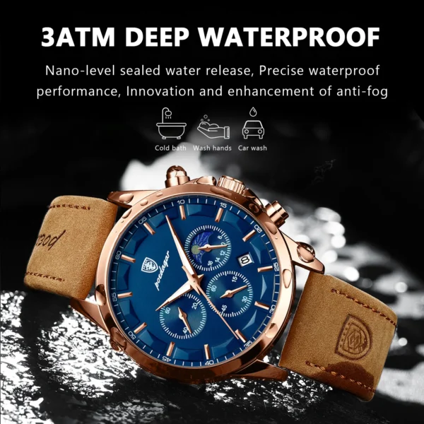 MW743 - POEDAGAR Men Quartz Watch Luxury Sports Waterproof Chronograph Luminous Date Man Wristwatch - Image 2