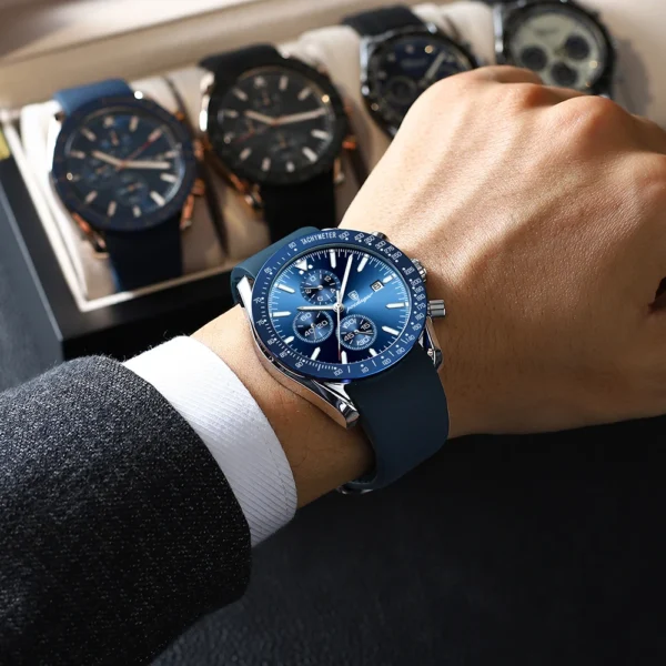 MW746 - POEDAGAR Men Watch Fashion Sport Chronograph Silicone - Image 6