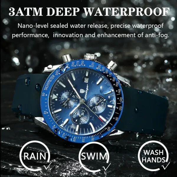 MW746 - POEDAGAR Men Watch Fashion Sport Chronograph Silicone - Image 3