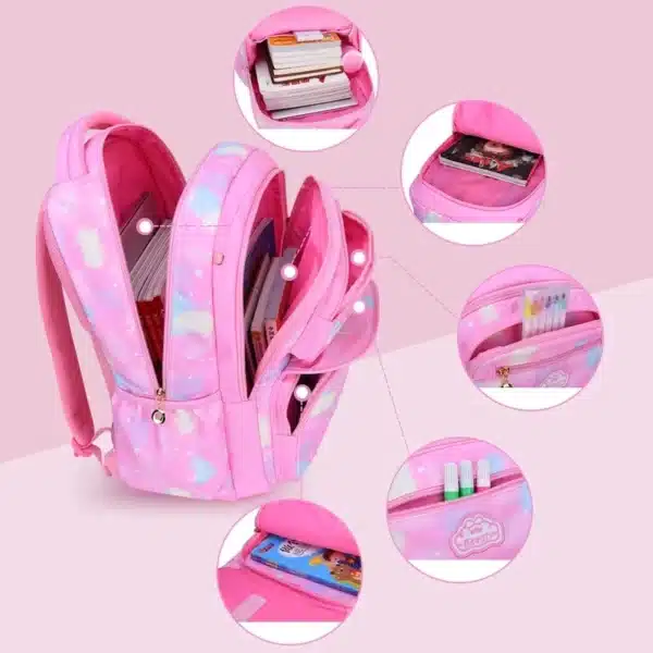 SB011- Large Girl Children Backpack School Bag Pink - Image 3