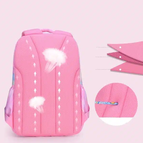 SB011- Large Girl Children Backpack School Bag Pink - Image 4