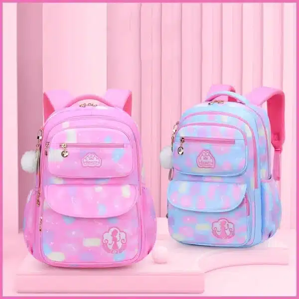 SB011- Large Girl Children Backpack School Bag Pink - Image 2