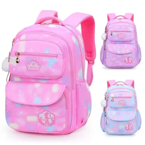 SB011- Large Girl Children Backpack School Bag Pink - Image 6