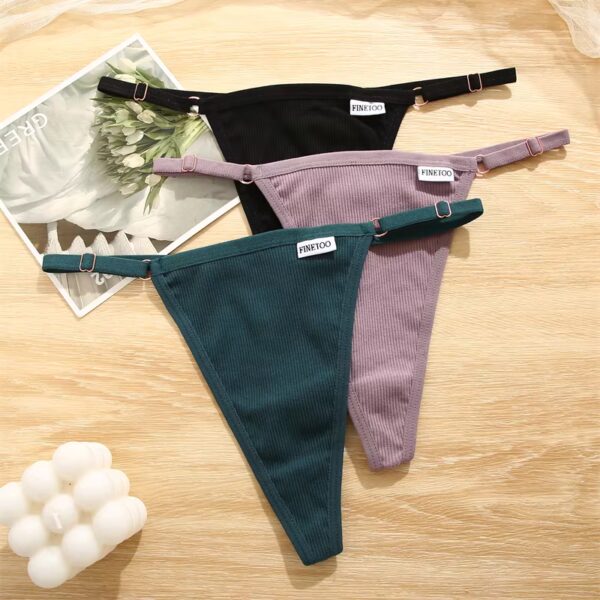 WU538 FINETOO-Seamless Cotton Thong for Women - Image 6