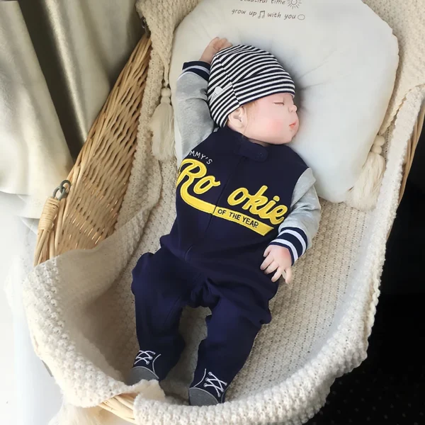 NB056 Newborn Baby Zipper Cotton Cover Romper - Image 5