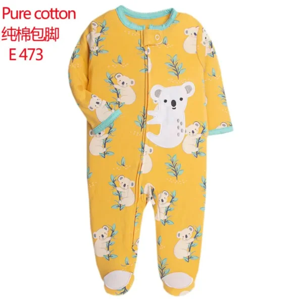 NB056 Newborn Baby Zipper Cotton Cover Romper - Image 7