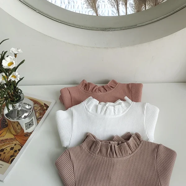 NB028 Baby Girls Ribbed Romper Set - Image 4