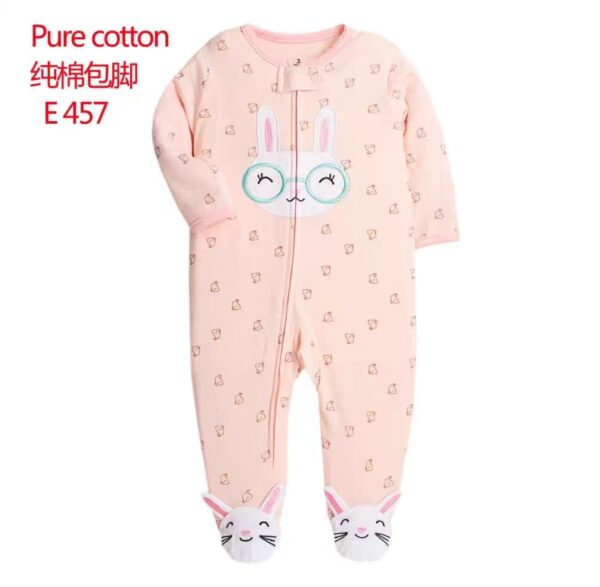 NB056 Newborn Baby Zipper Cotton Cover Romper - Image 2