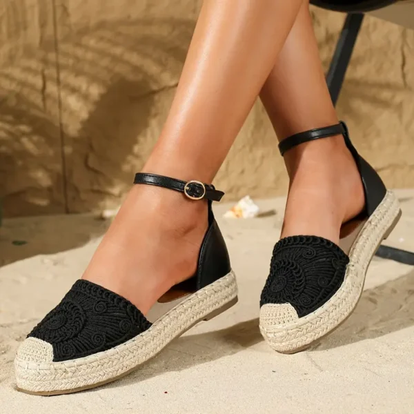 WF104 Women's Summer Espadrille Sandals, Closed Toe Ankle Strap D'Orsay - Image 2