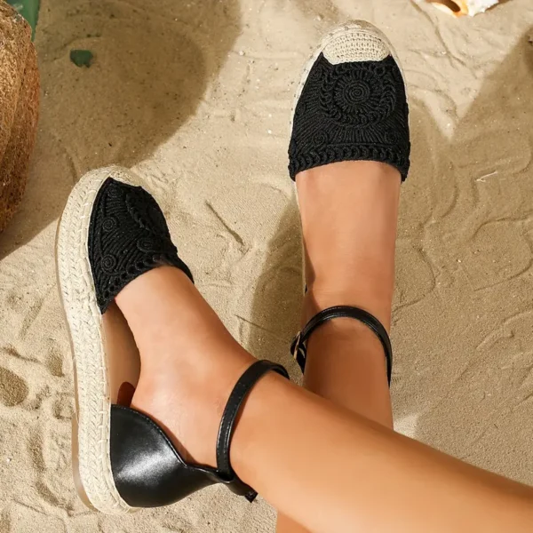 WF104 Women's Summer Espadrille Sandals, Closed Toe Ankle Strap D'Orsay - Image 3