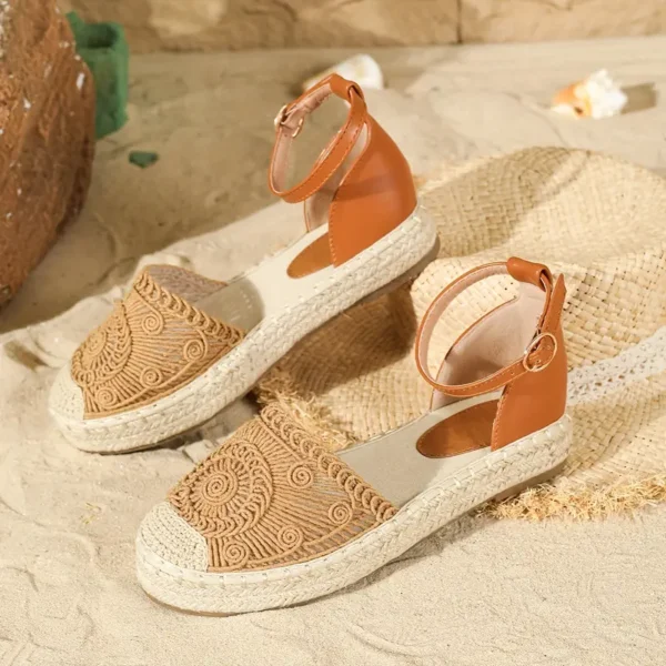 WF104 Women's Summer Espadrille Sandals, Closed Toe Ankle Strap D'Orsay - Image 4