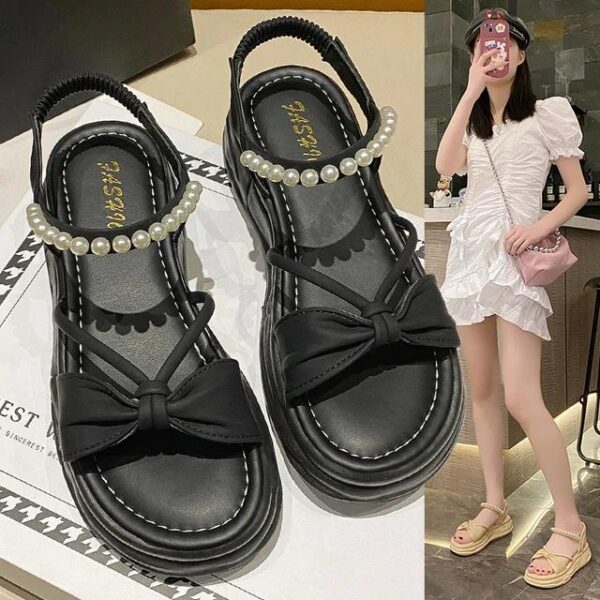 WF107 Comfort Shoes for Women Pearl Sandals Summer Heels