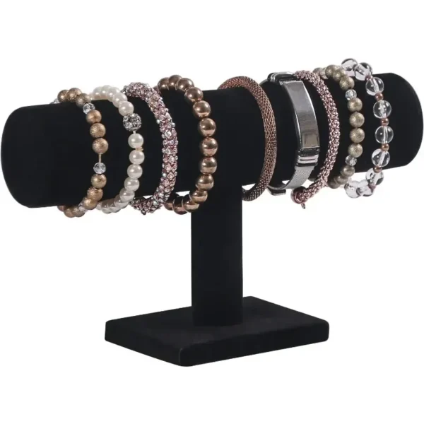FA873 Elegant Velvet Jewelry Display Stand, Rack Holder with T-Bar for Necklace - Image 2