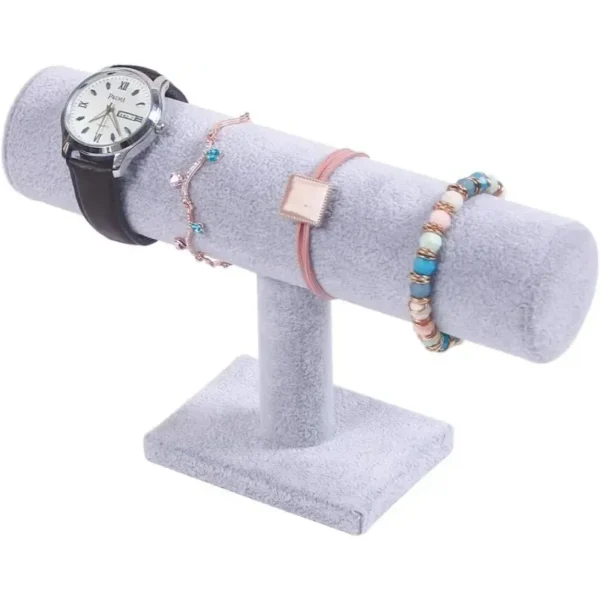 FA873 Elegant Velvet Jewelry Display Stand, Rack Holder with T-Bar for Necklace - Image 4