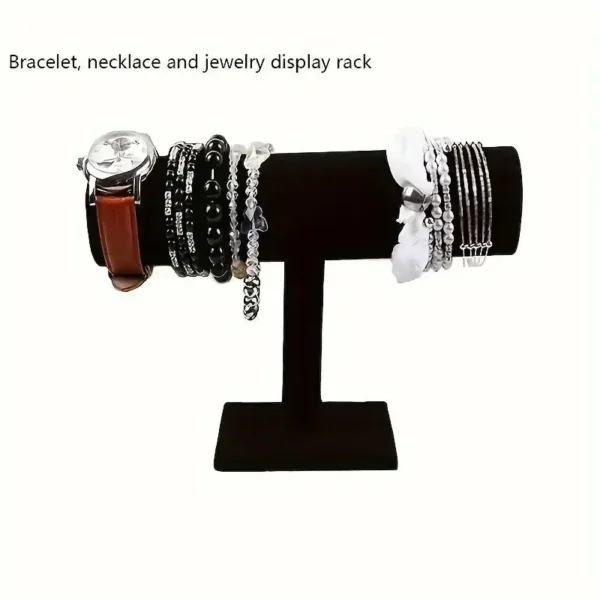 FA873 Elegant Velvet Jewelry Display Stand, Rack Holder with T-Bar for Necklace - Image 5