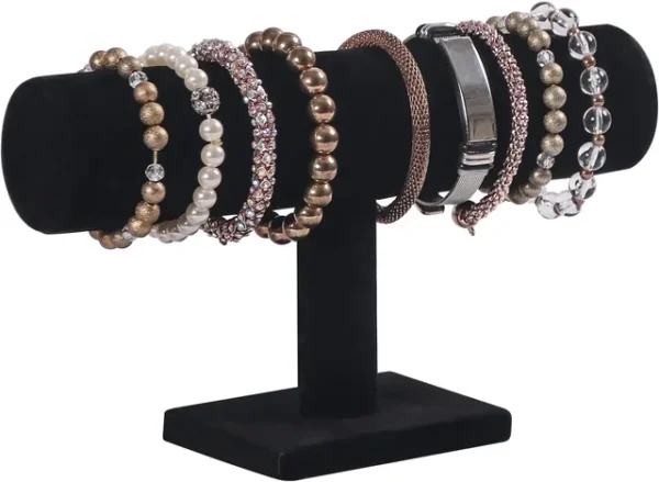 FA873 Elegant Velvet Jewelry Display Stand, Rack Holder with T-Bar for Necklace
