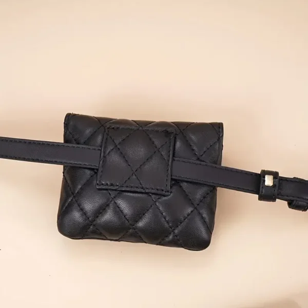 FA876 Embossed PU Leather Belt Bag For Women Black Adjustable - Image 4