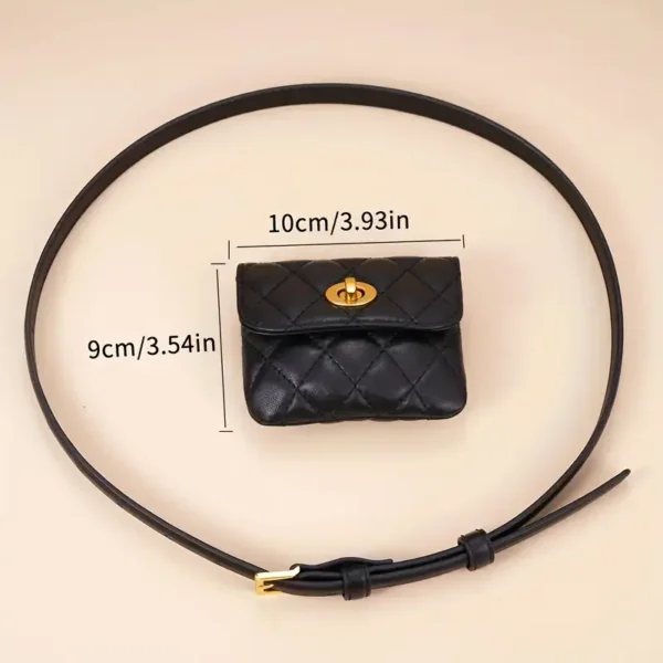 FA876 Embossed PU Leather Belt Bag For Women Black Adjustable - Image 5