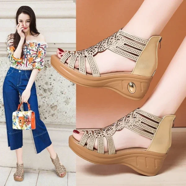 WF108 Hollow Wedge Sandals Women Elegant Shoes Ladies Sandals - Image 6