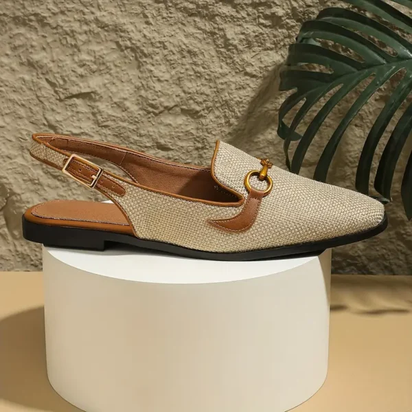 Women's Retro Flat Sandals, Elegant Square Toe Buckle Strap Shoes - Image 3