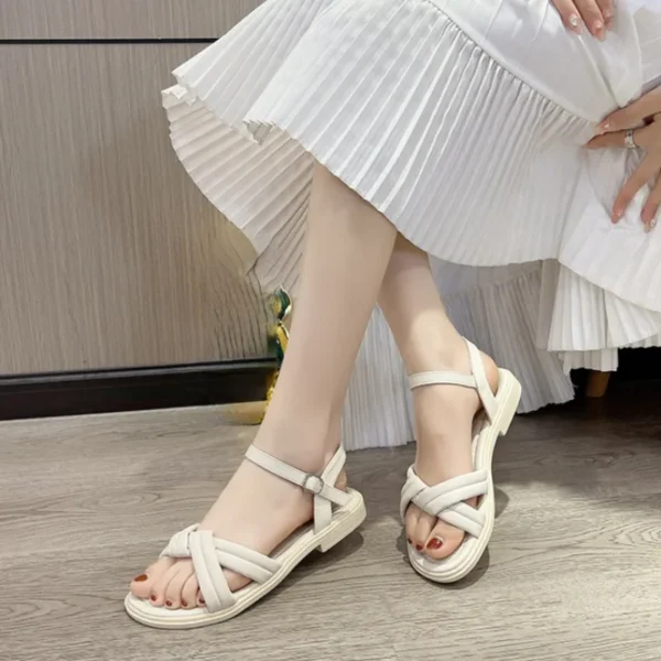 WF111 New Fashion Minimalist Flat Sandals for Women Soft - Image 3