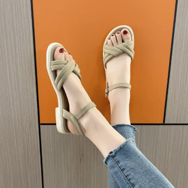 WF111 New Fashion Minimalist Flat Sandals for Women Soft - Image 5
