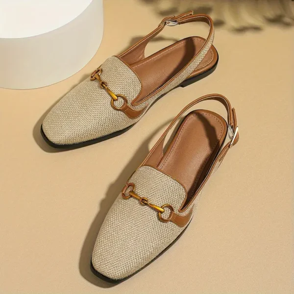 Women's Retro Flat Sandals, Elegant Square Toe Buckle Strap Shoes - Image 2